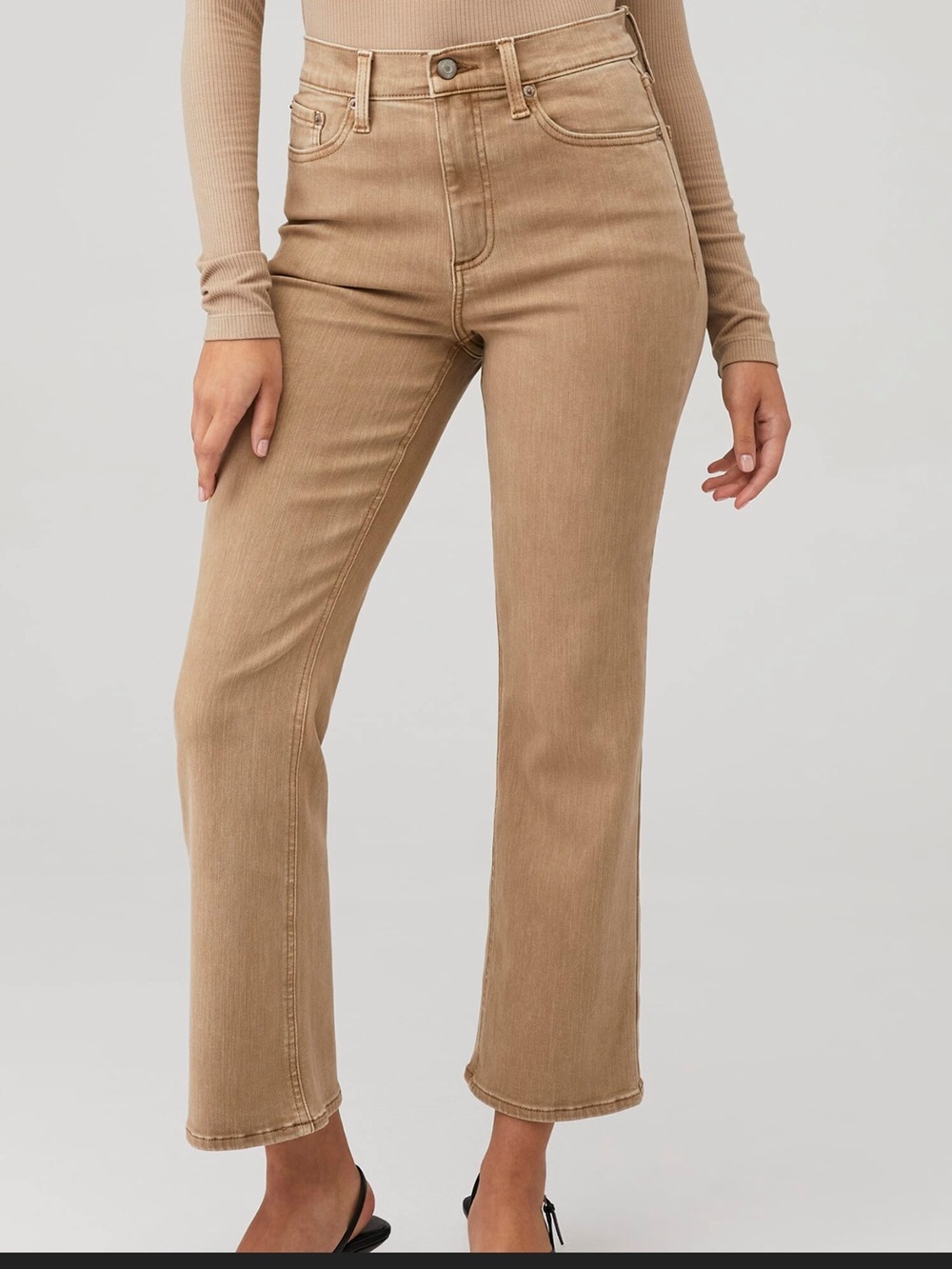 Pistola Lennon high rise cropped bootcut jeans Mink Snow washed beige 28 flawed